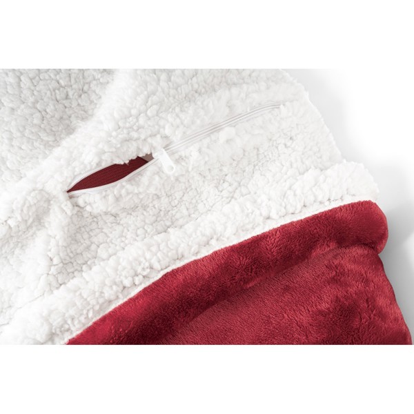 HEIDEN. Oboustranná fleecová deka (190 g/m²) se saténovou stuhou a personalizovatelnou kartou - Bordó