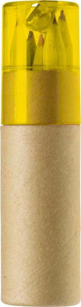 Kleurpotloden set Libbie | Gerecycled karton | 6 stuks - geel