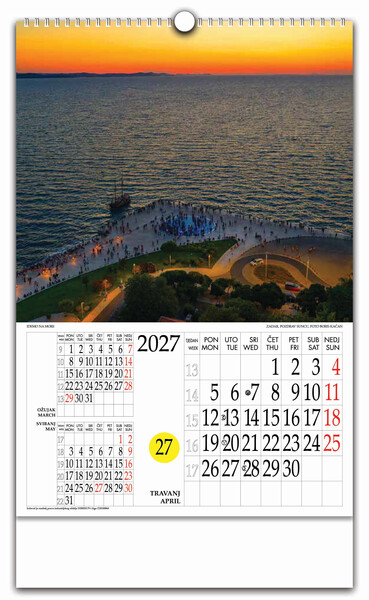 Zidni kalendar s rotacijskim krugom – Idemo na more