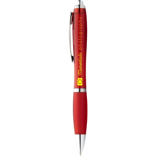 Kuličkové pero Nash s barevným tělem úchopem - Červená s efektem námrazy