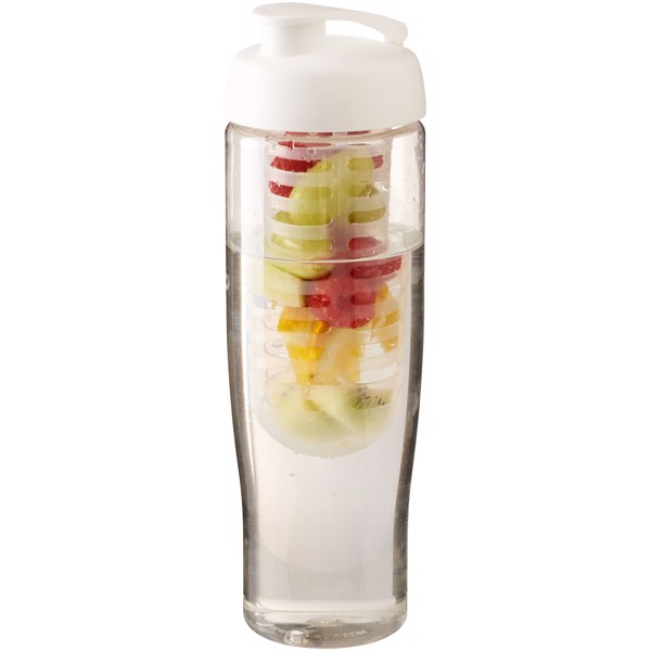 H2O Active® Tempo 700 ml flip lid sport bottle & infuser - Transparent / White