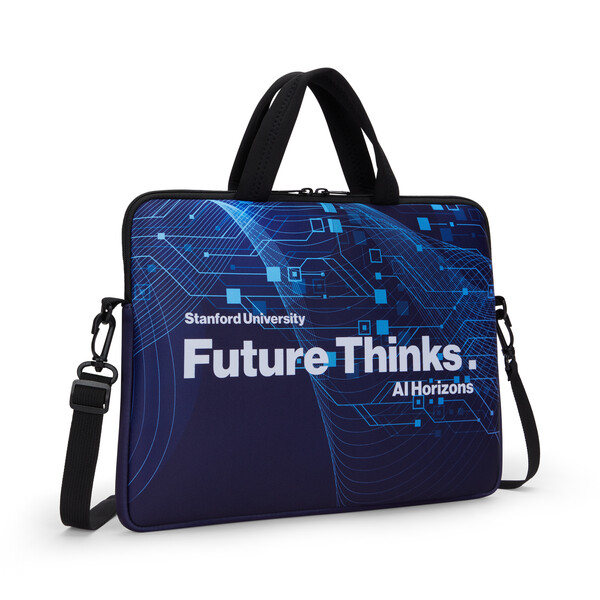 Sublimated neoprene laptop sleeve with zipper and trolley sleeve - 42x31cm / Black shoulderstrap