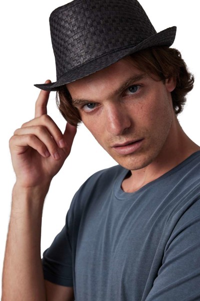 Retro Panama - Style Straw Hat - Black / 57