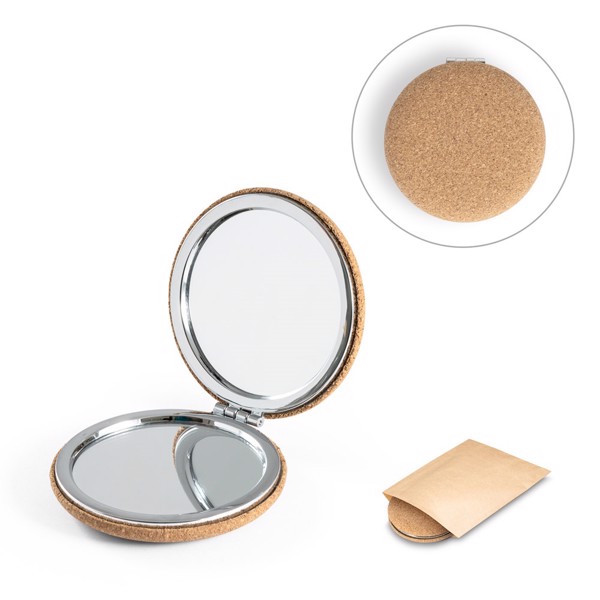 PS - TILBURY. Folding cosmetic mirror in cork