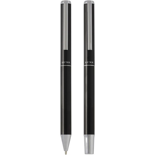 Lucetto recycled aluminium ballpoint and rollerball pen gift set (black ink) - Black