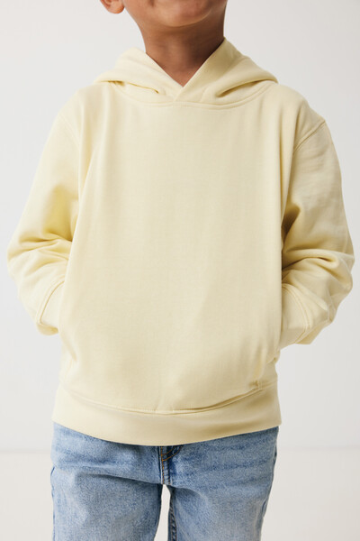 Dětská mikina s bočními kapsami IQONIQ Yengo z rec. bavlny - Cream Yellow / 78