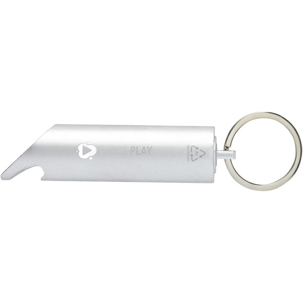 Flare IPX-LED-Lampe und Flaschenöffner aus recyceltem Aluminium mit Schlüsselanhänger - silber