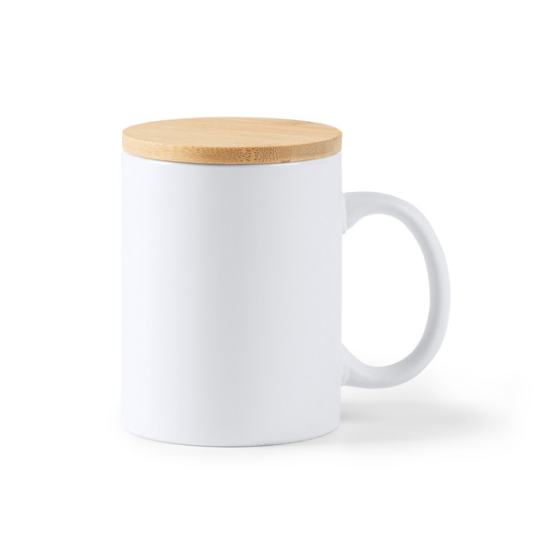 Personalised ceramic mug 370 ml with bamboo lid and matte finish