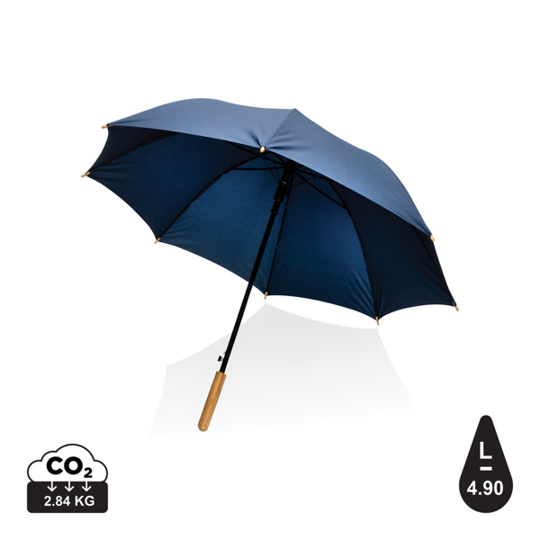 23" Impact AWARE™ RPET 190T auto open bamboo umbrella - Navy