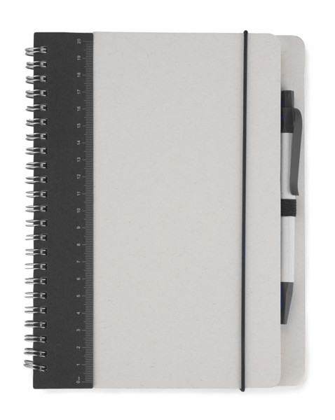 Notebook with ruler and pen REGALI - black