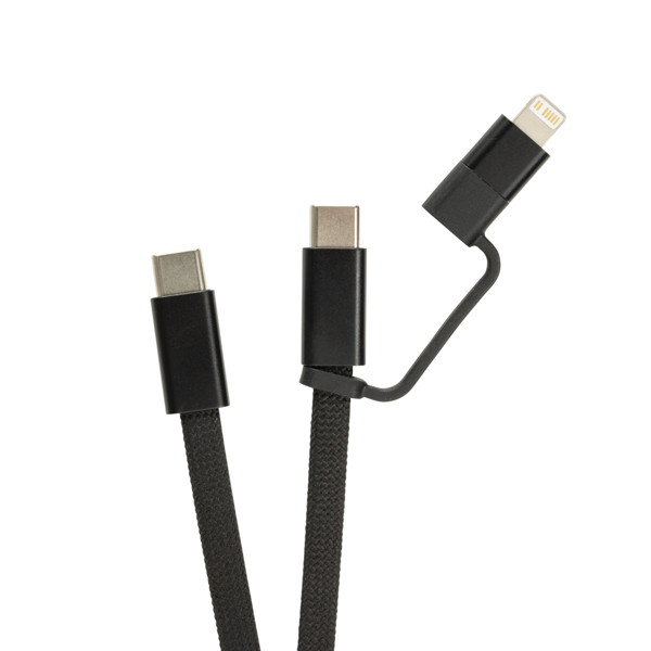 Ultra tenký magnetický nabíjecí kabel 60W 2 v 1 - Černá