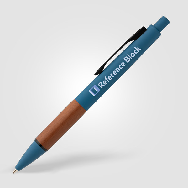 Tide Recycled Plastic Wood Grip Pen - Steel Blue / Silkscreen