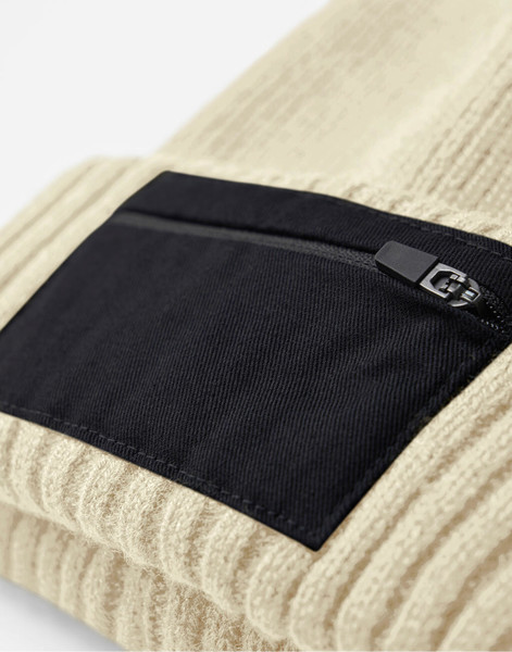 Zip Patch Beanie - Sand / Black / ONE SIZE
