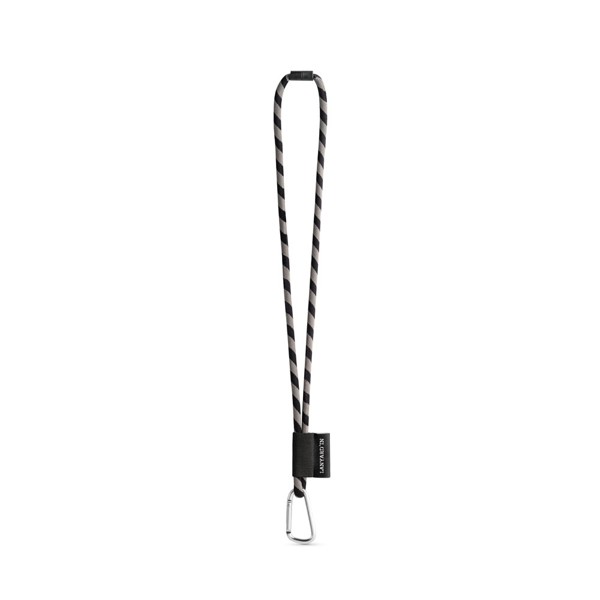 75089. SET Lanyard TUBE Long (Ø 7 mm) avec mousqueton en forme de D de 55 mm et fermoir de sécurité Ø 7 mm