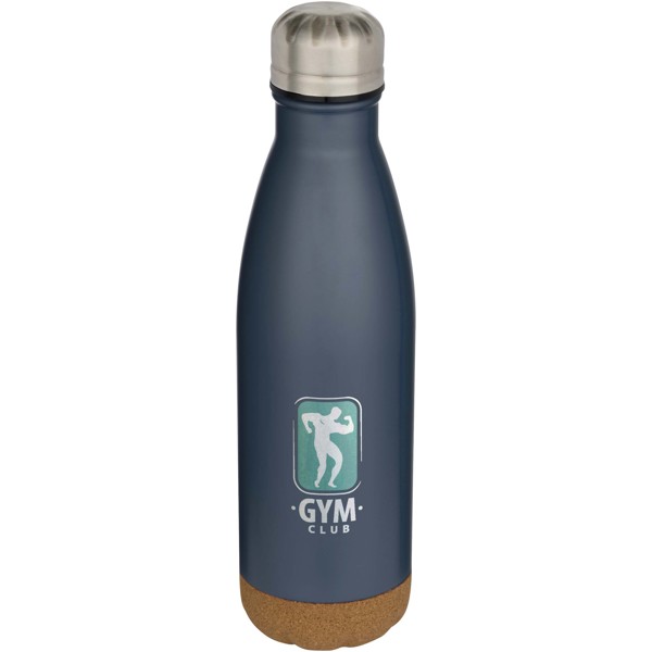 Bouteille d’eau Cove de 500 ml en acier inoxydable isolée sous vide et à double paroi avec détails en liège - Bleu hale
