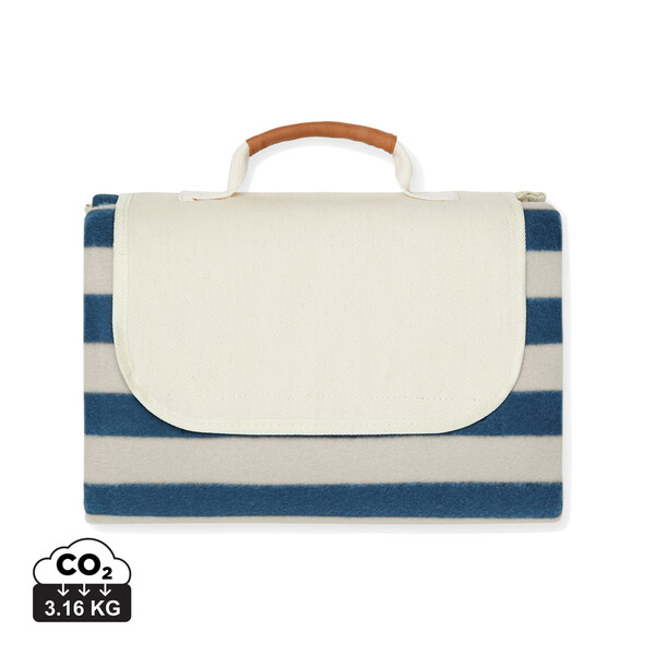 VINGA Petite couverture pique-nique en rPET GRS Alba - Bleu Marine