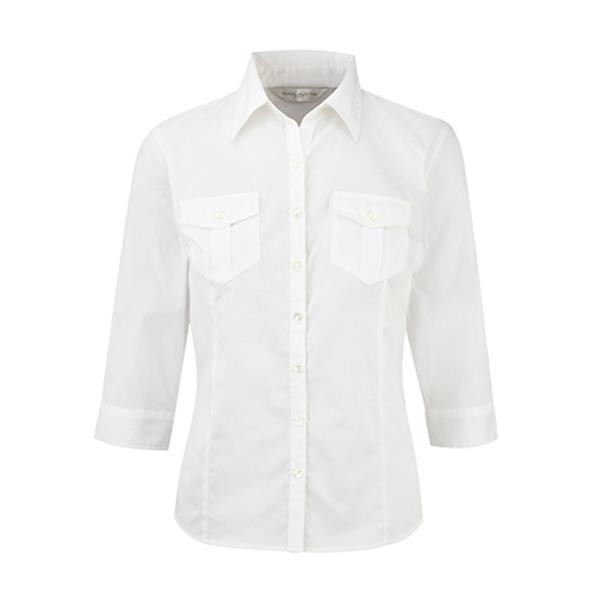 Camisa Senhora Manga 3/4 130G - 100% Sarja - Algodão - Branco / S