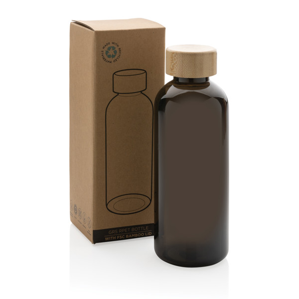RCS RPET bottle with bamboo lid - Black
