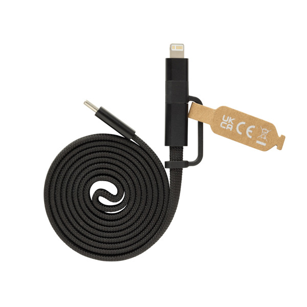Ultra tenký magnetický nabíjecí kabel 60W 2 v 1 - Černá