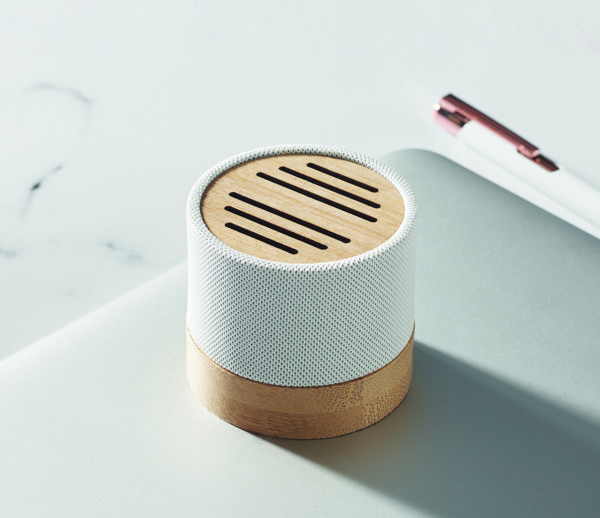 Bamboo RPET wireless speaker Bool - White