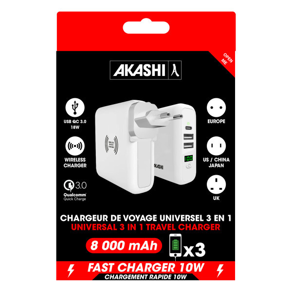 HIKOKI - CHARGEUR DE VOYAGE UNIVERSEL 3 EN 1 PRISE EU / UK / US