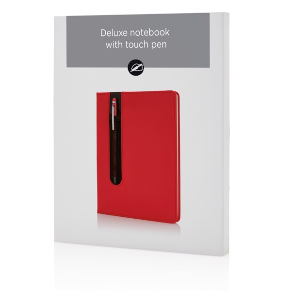 Standard hardcover PU A5 notebook with stylus pen - Red