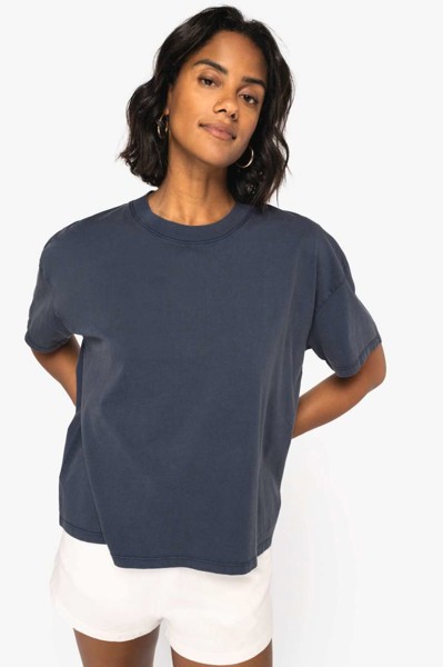 Ladies’ Washed Effect Oversized T-Shirt - Washed Black / L/XL
