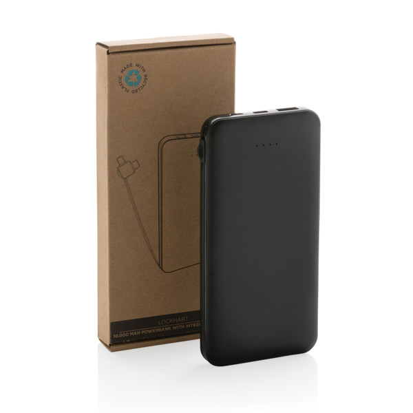 Lockhart powerbank 10.000 mAh, reciklirana plastika, kabli