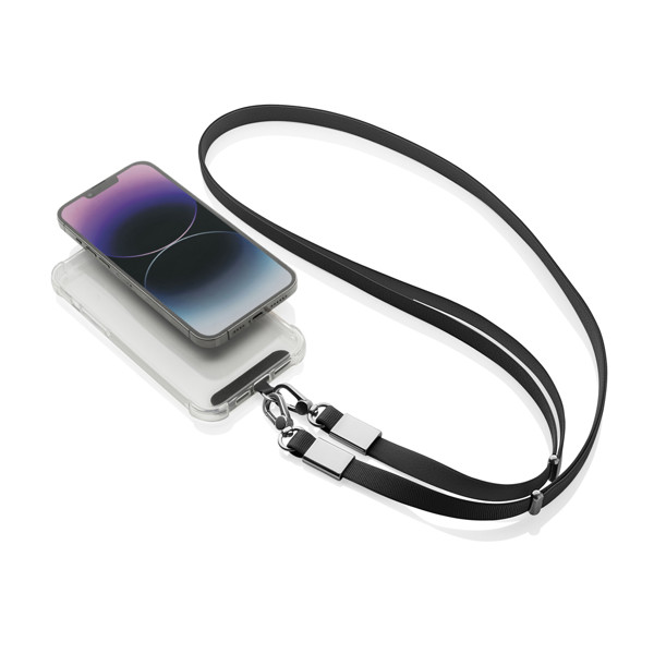 Crossbody lanyard Nivo RCS z recyklovaného PET - Černá
