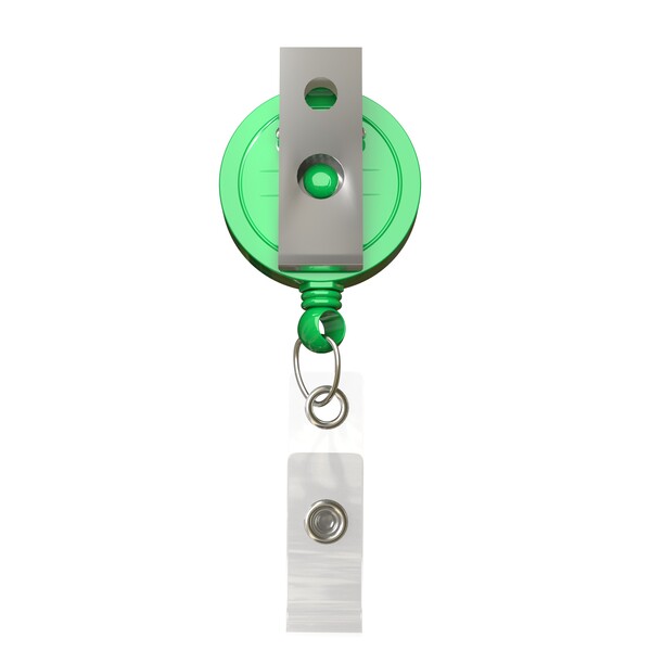 Tambur retractabil pentru ecusoane în formă rotundă cu logo de ⌀2,8 cm - Verde clasic / Clip tip bulldog