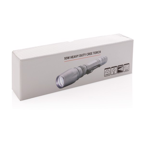 Xd Collection aluminium torch, 10W, 250 lumen - Grey / Black