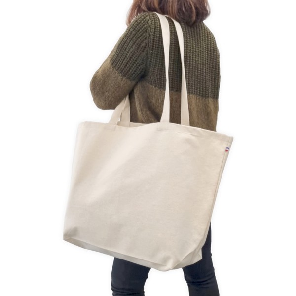 Organic cotton XXL large French bag - Ecru