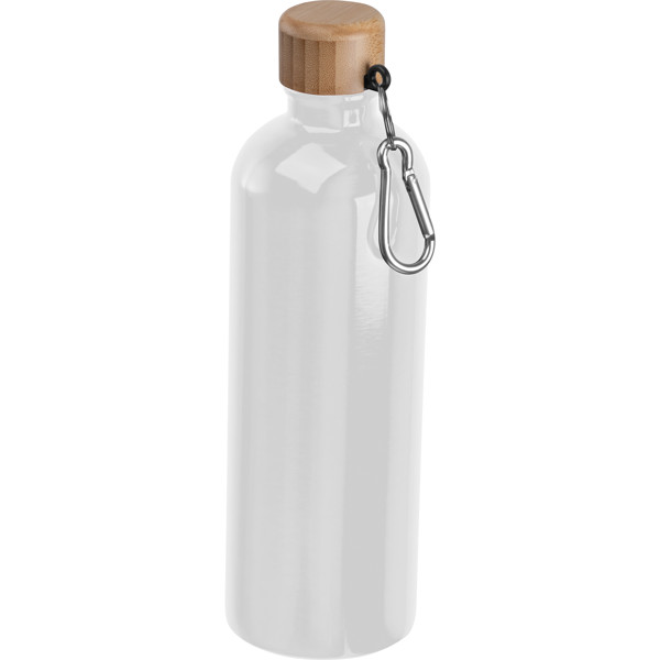 Stainless steel drinking bottle with carabiner, 750ml RUTH - White