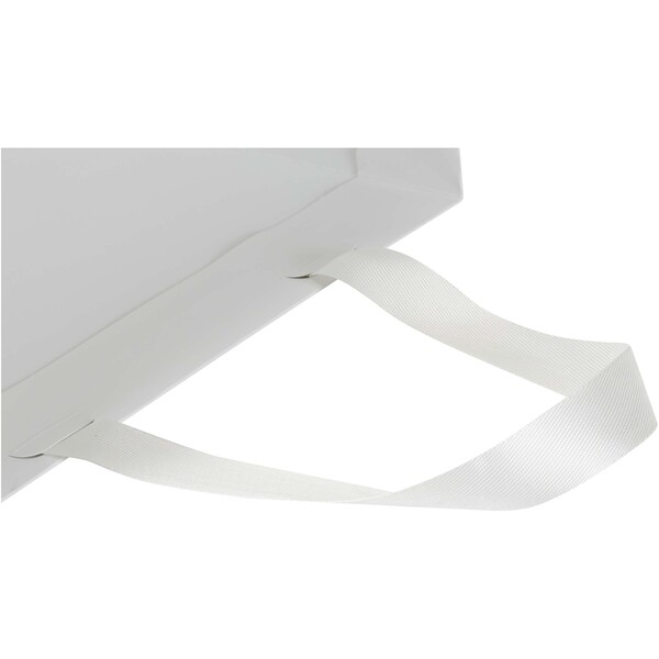 Smartfold 230 g/m2 paper bag with ribbon handles and matt lamination -  31 x 12 x 31 cm - White