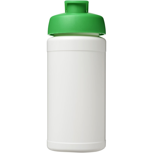 Bouteille de sport Baseline de 500 ml recyclée avec couvercle rabattable - Blanc / Vert