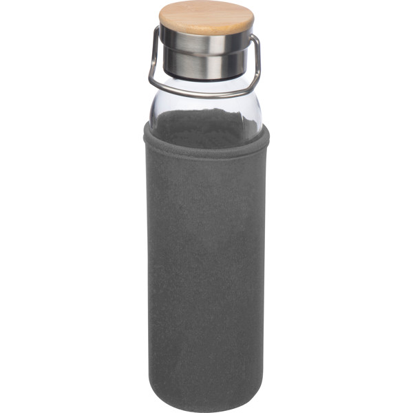 Glass bottle with neoprene sleeve, 600ml RAMONA - Silvergrey