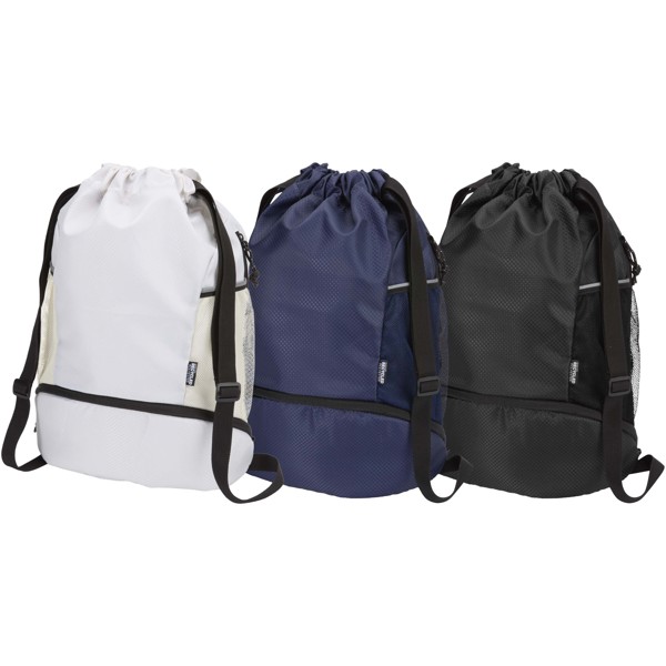 Sac de sport Varyon à cordon en matériaux recyclés certifiés GRS avec compartiment inférieur de 18 L - Marine