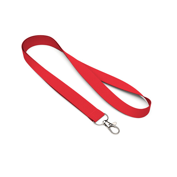 Fita de pescoço em poliéster serigrafada - Vermelho vivo / 20mm width / Mosquetão metálico