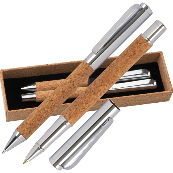 Cork writing set TEOFIL - Brown