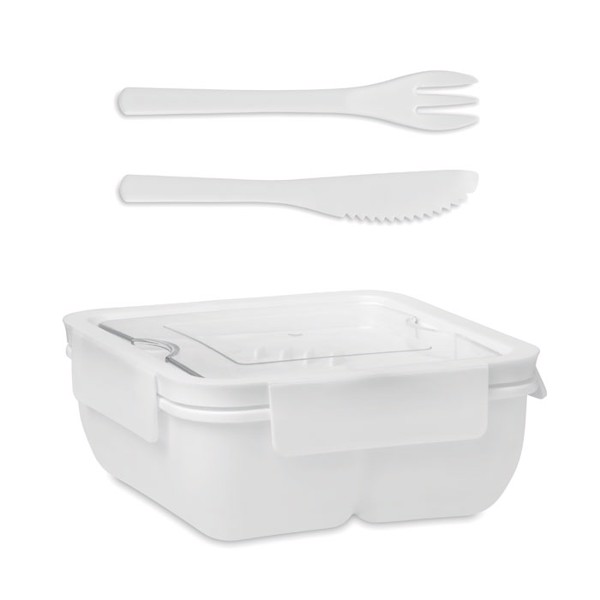 Lunch box with cutlery 600ml Saturday - White