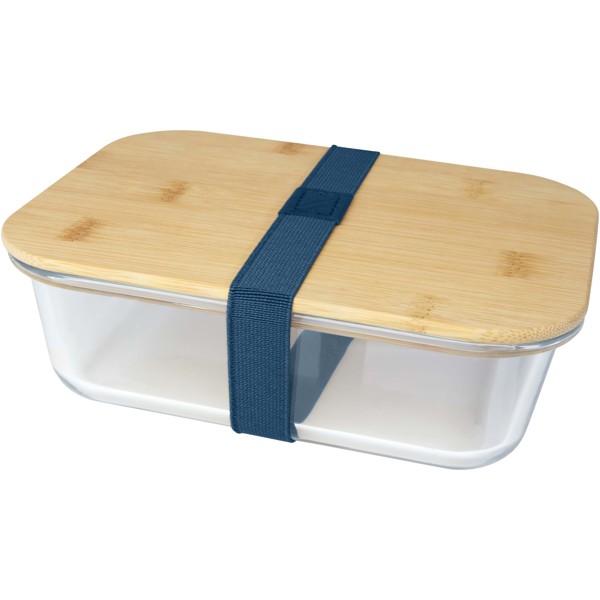 Boîte repas Roby en verre avec couvercle en bambou 1000 ml - Bleu hale