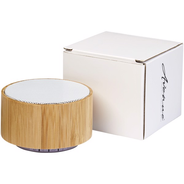 Coluna Bluetooth® de bambu "Cosmos" - Madeira / Branco