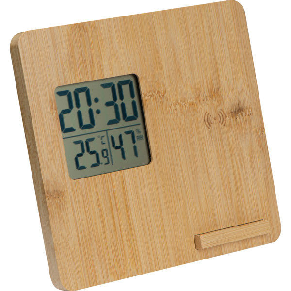BRUNO Staţie meteo din bambus - Beige