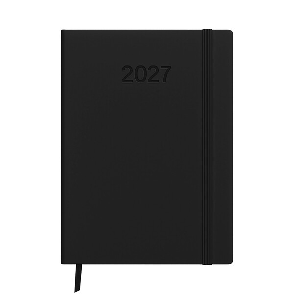 Agenda Settimanale 2027. Copertina Rigida In Termo Pu E Bordo Pagine Colorato - Nero