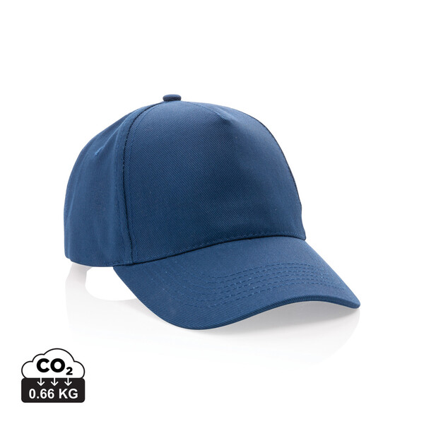 Casquette 5 panneaux en coton recyclé 280gr IMPACT - Bleu Marine