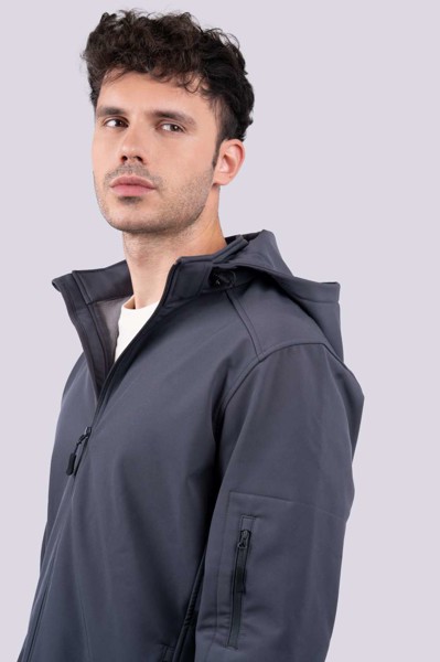 Men’S 3-Layer Detachable Hooded Softshell Jacket - Black / M