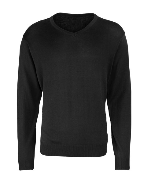 Men's Knitted V-Neck Sweater - Black / 2XL