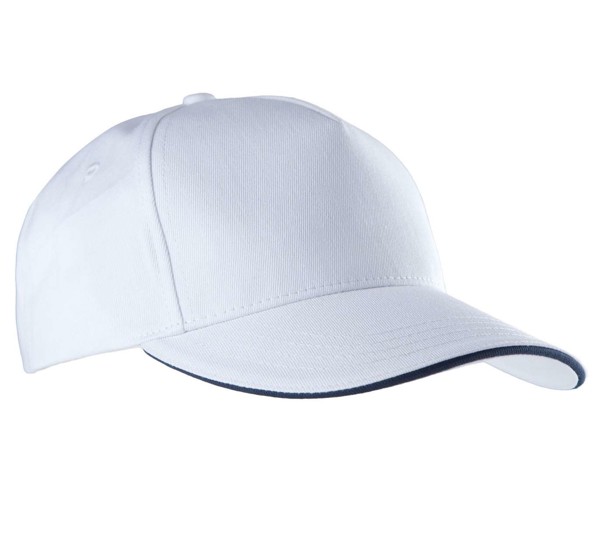 Sandwich Peak Cap - 5 Panels - White / Navy