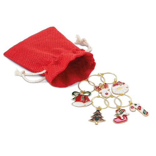 SET OF 6 CHRISTMAS GLASS-MARKER RINGS "BRINDIS"