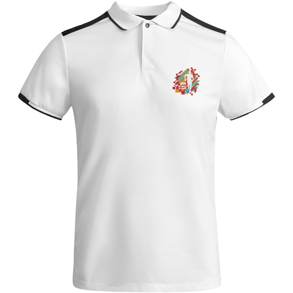 Tamil short sleeve men's sports polo - White / Solid Black / 3XL